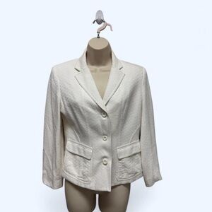 Jones New York Cream Tailored Blazer with Notched Lapels